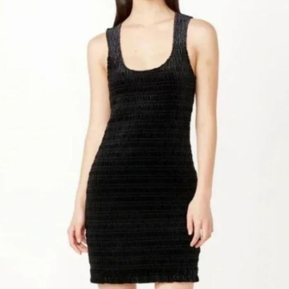 GANNI Velvet Jersey Smocked Bodycon Mini Dress FR42 Large